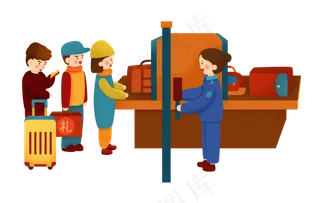 新年农历新年家人回家火车春运红,免抠元素