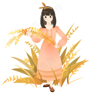 女孩丰收芒种节气