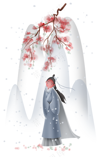 冬天赏梅花的古代人