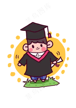 毕业季高校毕业生Q版卡通漫画