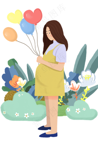 怀孕妈妈举气球