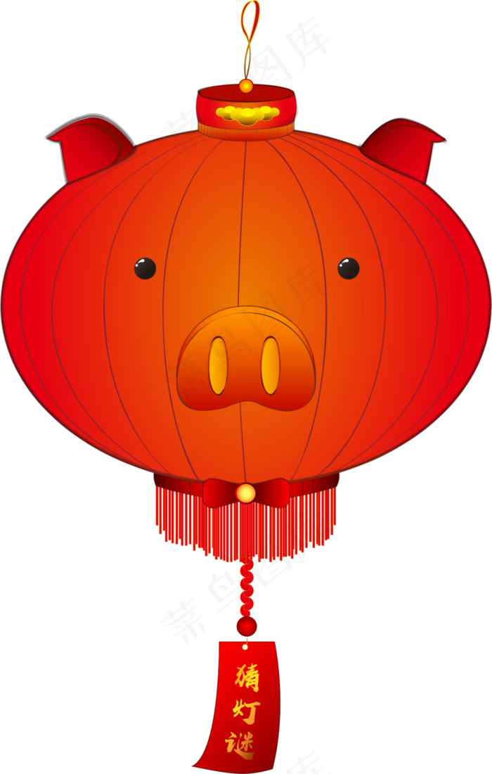 猪年元宵节红色灯笼装饰元素PNG,免抠元素