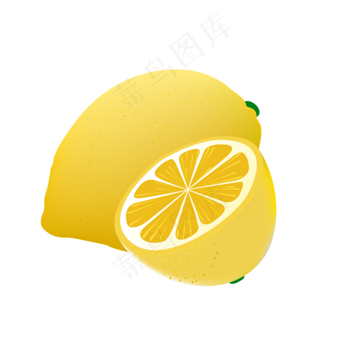 金色的水果柠檬插画,免抠元素