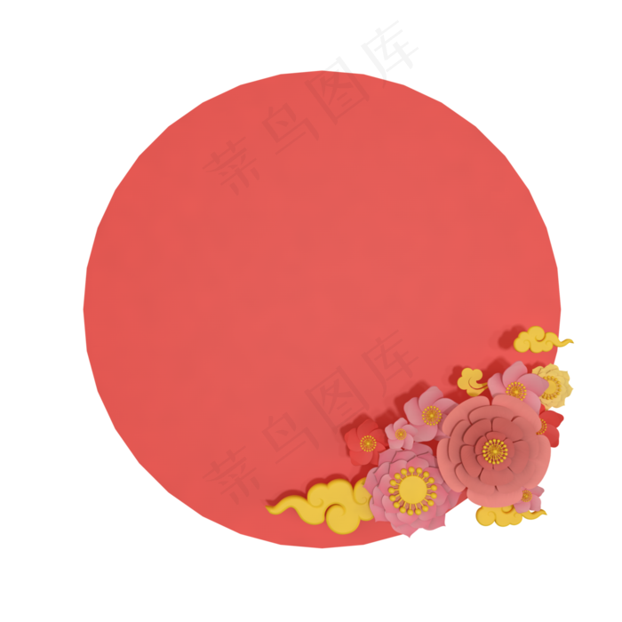 c4d新年框免费下载,免抠元素(3000*3000px)