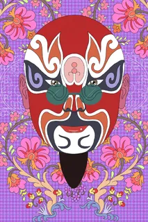 中国风国潮红脸关公京剧脸谱图