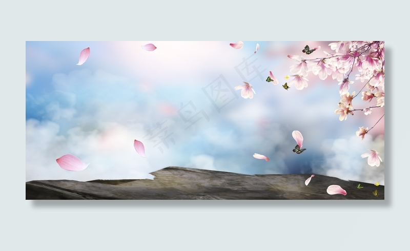 仙侠风桃源桃花桃林Banner背景