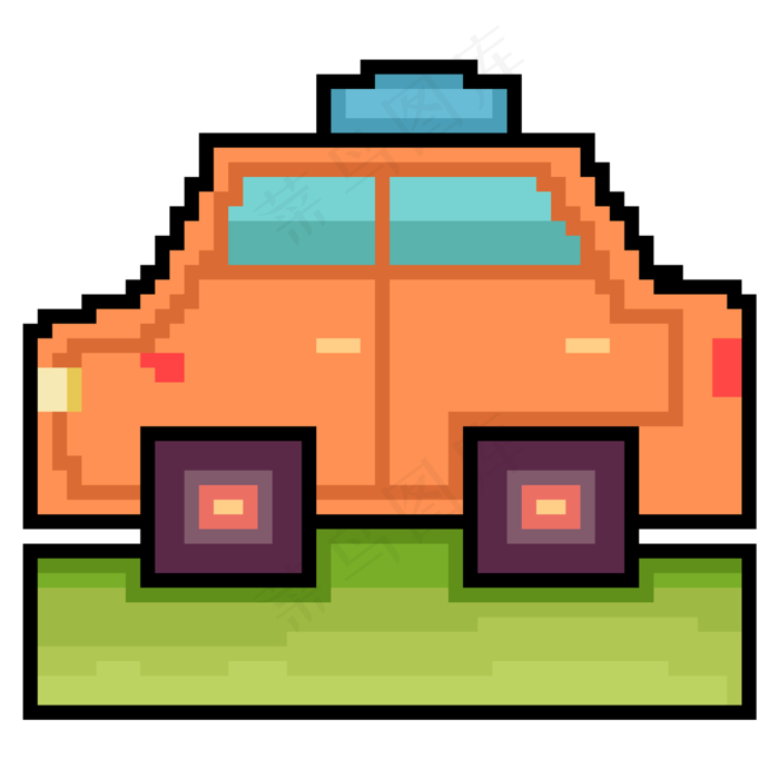 像素风格橘色小汽车