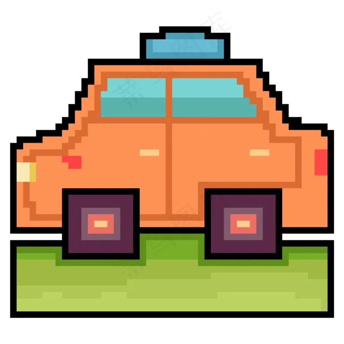 像素风格橘色小汽车(2000X2000(DPI:72))psd模版下载