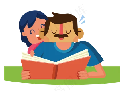 卡通父亲节父女亲情人物