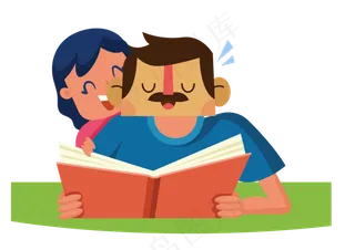 卡通父亲节父女亲情人物