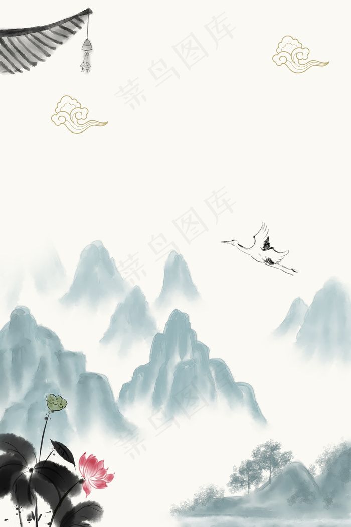 中国风水墨画古韵平面广告(3545*5315px 	      )psd模版下载