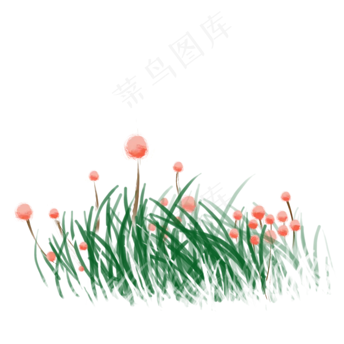 手绘小清新水彩草地花卉(5000X5000(DPI:200))psd模版下载