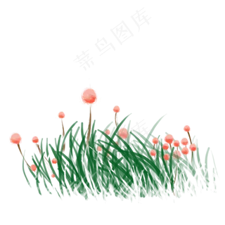 手绘小清新水彩草地花卉