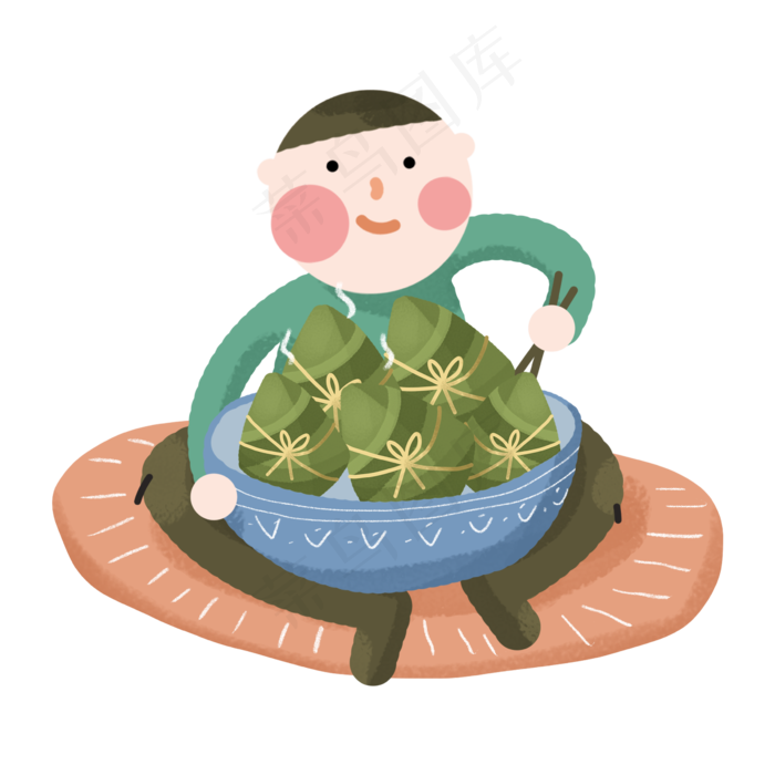 端午节男孩正准备吃粽子