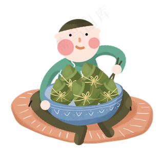 端午节男孩正准备吃粽子