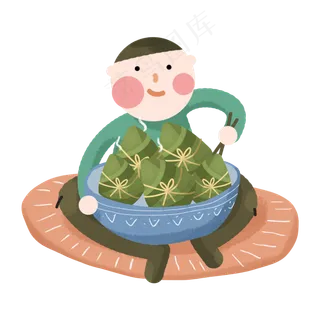 端午节男孩正准备吃粽子