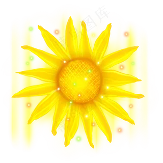 光感彩色荧光唯美太阳花,免抠元素