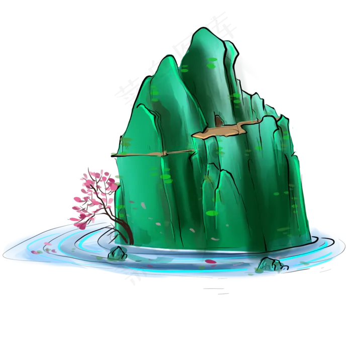 中国风河流和山峰(2048X2048(DPI:132))psd模版下载