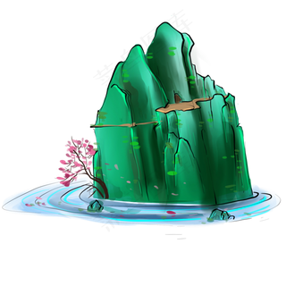 中国风河流和山峰