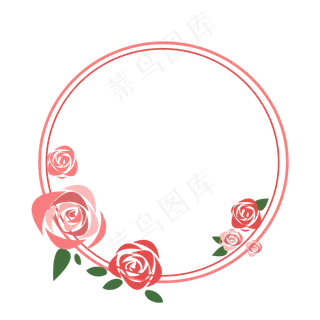 粉色玫瑰圆形边框