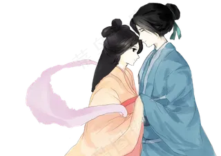 七夕节动漫古风牛郎织女插图,免抠元素