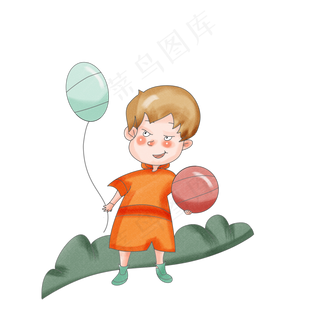 儿童节可爱男孩皮球