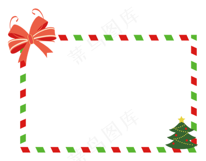 红蝴蝶结简约圣诞边框,免抠元素