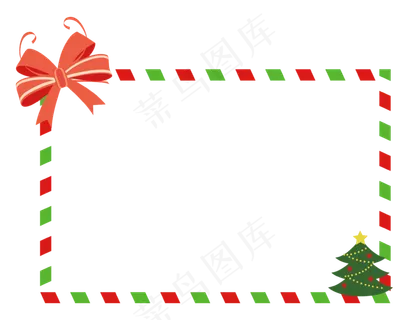 红蝴蝶结简约圣诞边框,免抠元素