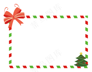 红蝴蝶结简约圣诞边框,免抠元素
