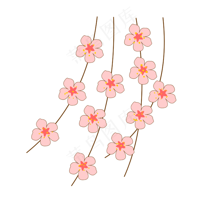 卡通垂枝樱花免抠图(2835*2835px 300 dpi )eps,ai矢量模版下载