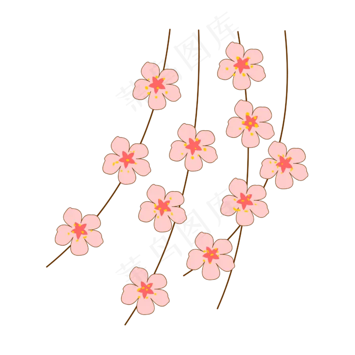 卡通垂枝樱花免抠图(2835*2835px 300 dpi )eps,ai矢量模版下载