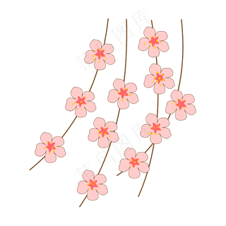 卡通垂枝樱花免抠图