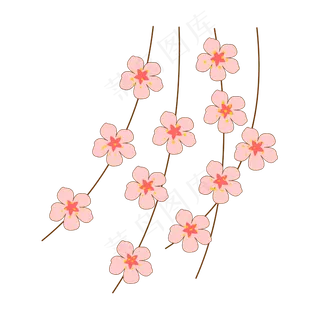 卡通垂枝樱花免抠图