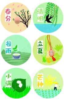 二十四节气字样圆形装饰图案PNG,免抠元素