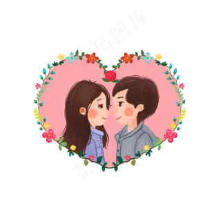 七夕情侣表白粉色花环