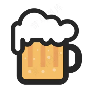 夏天卡通啤酒清凉矢量图,免抠元素