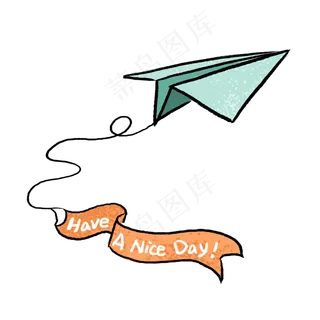 创意手绘纸飞机和横幅PNG免抠素材