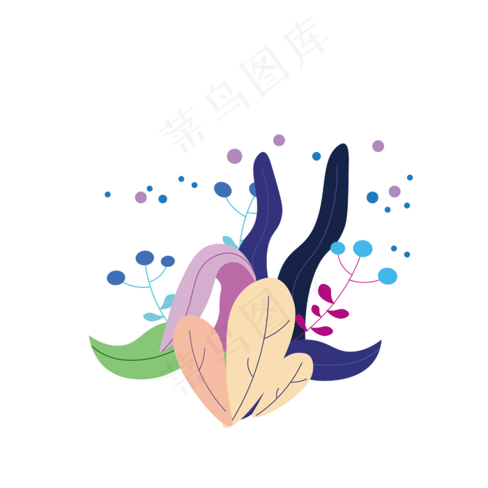 可爱扁平装饰花朵花草(4167*4167px 300 dpi )ai矢量模版下载