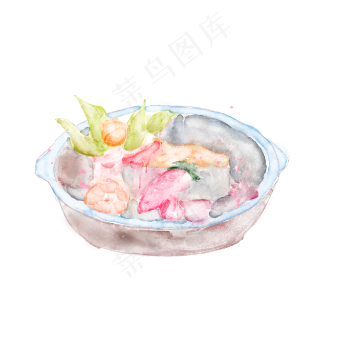 手绘水彩水果蛋糕草莓拼盘(2000X2000(DPI:300))psd模版下载