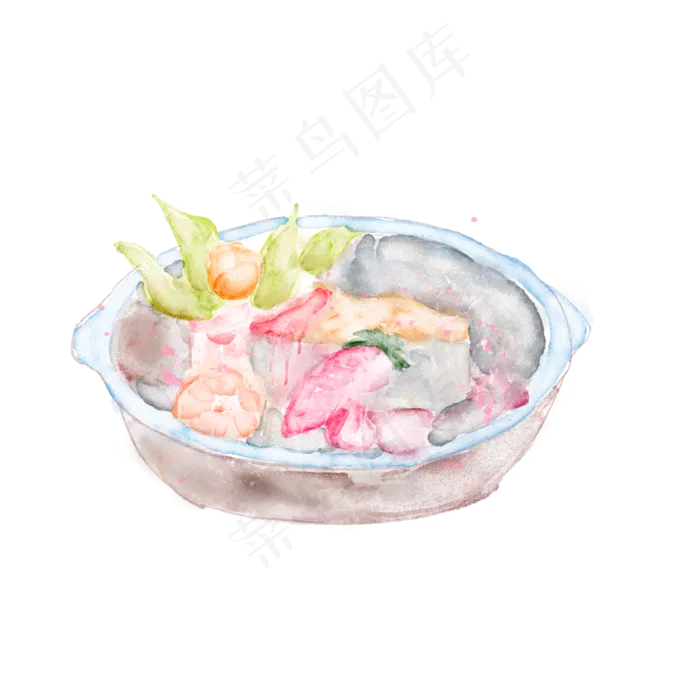 手绘水彩水果蛋糕草莓拼盘(2000X2000(DPI:300))psd模版下载