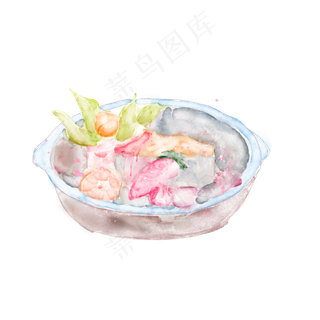 手绘水彩水果蛋糕草莓拼盘