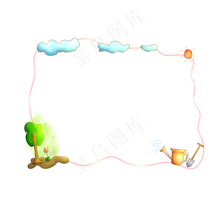 植树节种植树木边框,免抠元素