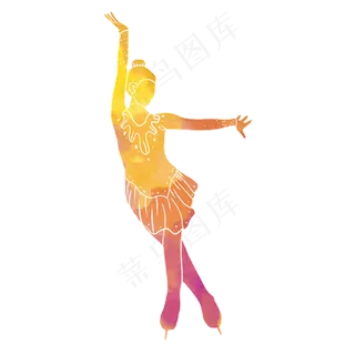 水彩运动花样滑冰素材