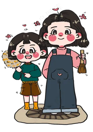 姐姐妹妹把家里大清扫啦