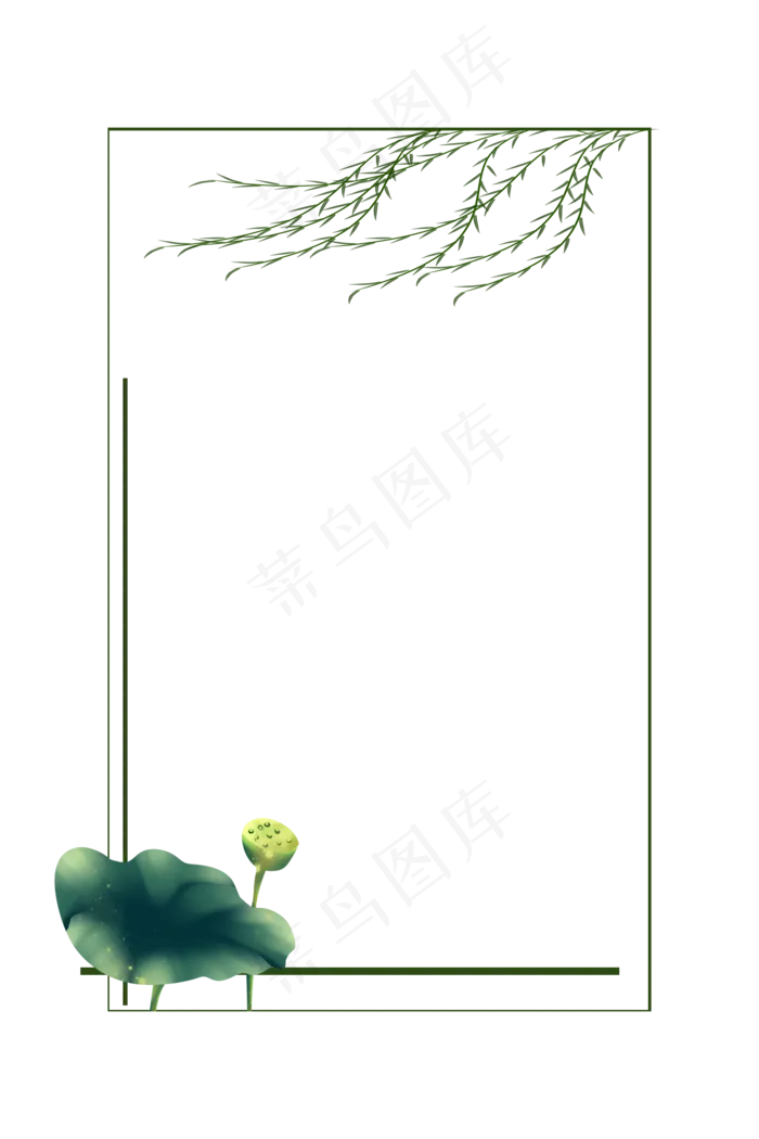 清明节柳树飘手绘边框,免抠元素(2000*3000px 300 dpi )psd模版下载