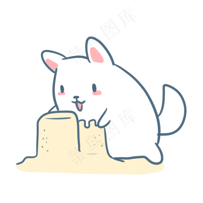 堆沙堡的小萨摩(2100X2100(DPI:300))psd模版下载