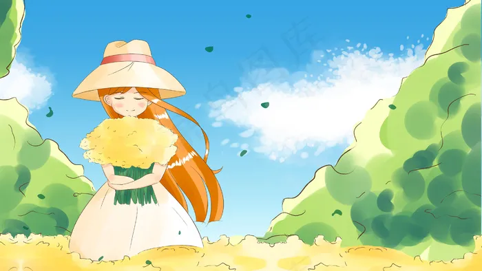 夏至花海森系少女(2880X1620(DPI:300))psd模版下载