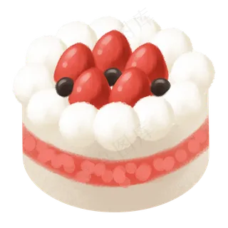 卡通手绘甜品甜点美食之奶油草莓,免抠元素