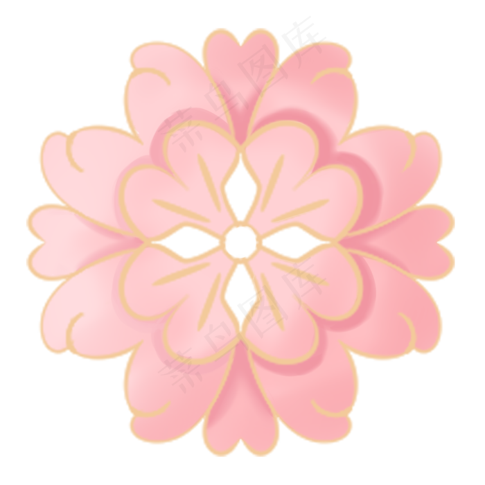 节日边框立体剪纸花,免抠元素(2050X2050(DPI:299))psd模版下载