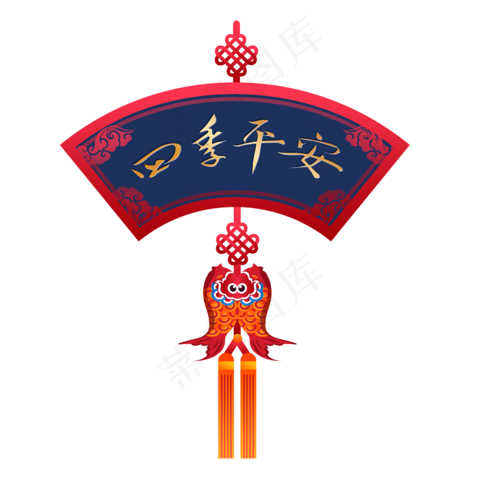 中国风四季平安矢量喜庆新年中国,免抠元素(1024*1369px)psd模版下载